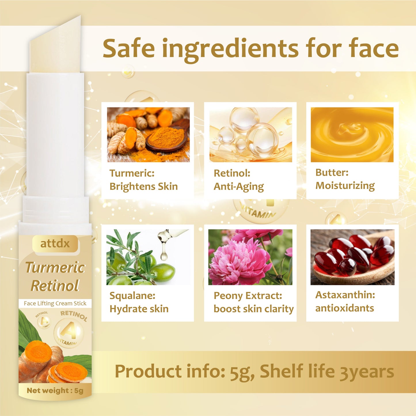 Turmeric Retinol Face Lifting Cream Stick