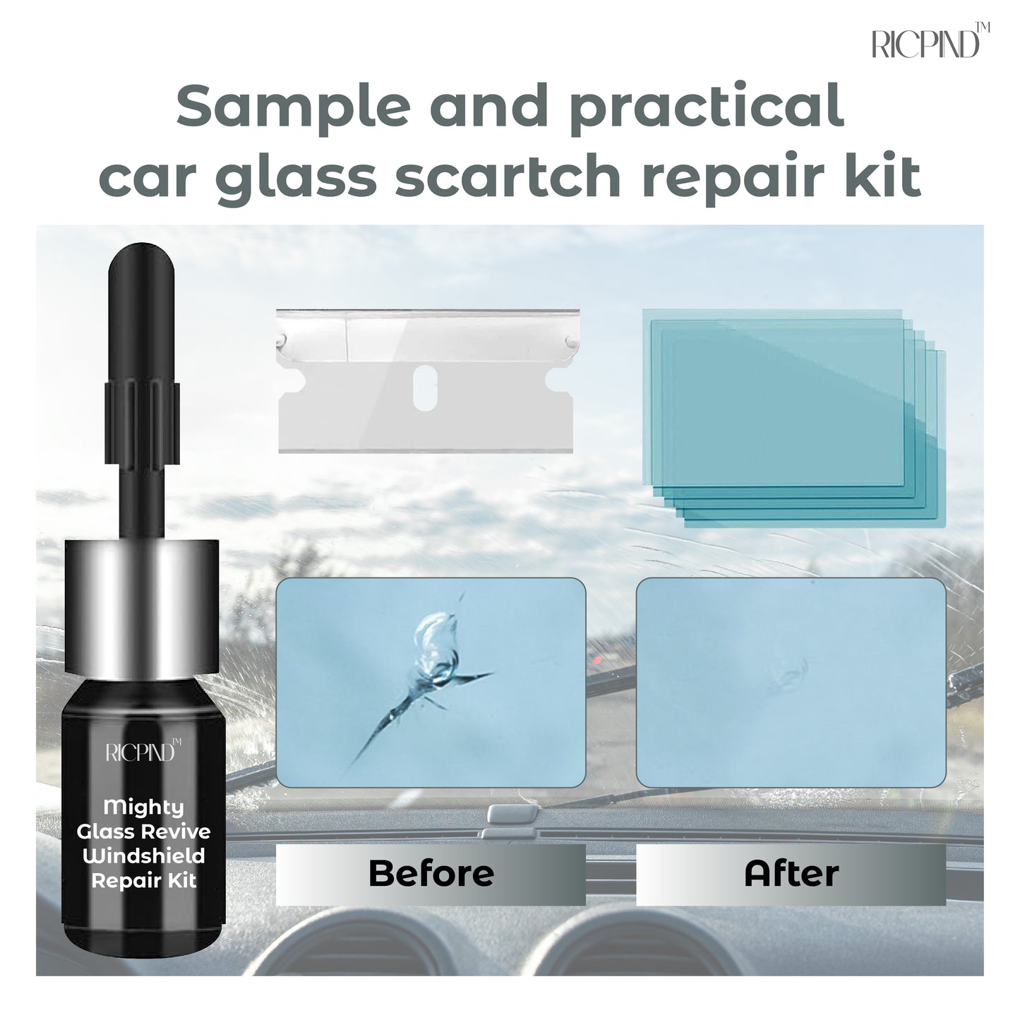 RICPIND Mighty Glass Revive Windshield Repair Kit